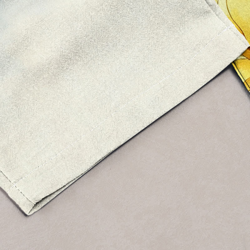 Buddha Stones Damenhose aus reiner Baumwolle mit Magnolienmuster, elastischem Bund und Taschen - image 1