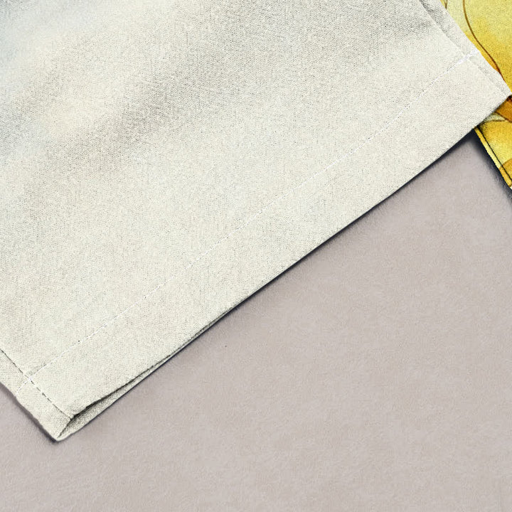Buddha Stones Damenhose aus reiner Baumwolle mit Magnolienmuster, elastischem Bund und Taschen - image 1