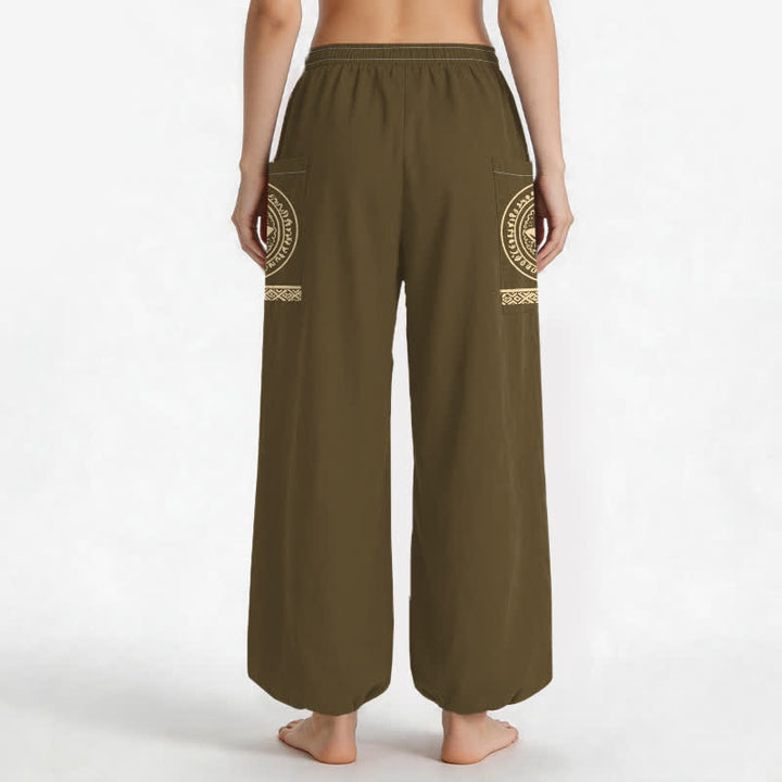 Buddha Stones Haremshose aus Baumwolle mit Lotus-Mandala-Muster, elastischem Bund und Seitentaschen - image 9