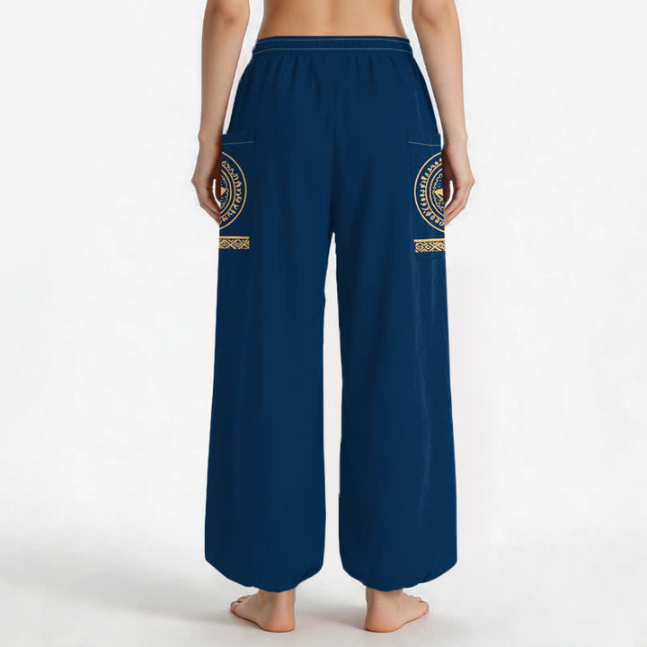 Buddha Stones Haremshose aus Baumwolle mit Lotus-Mandala-Muster, elastischem Bund und Seitentaschen - image 12