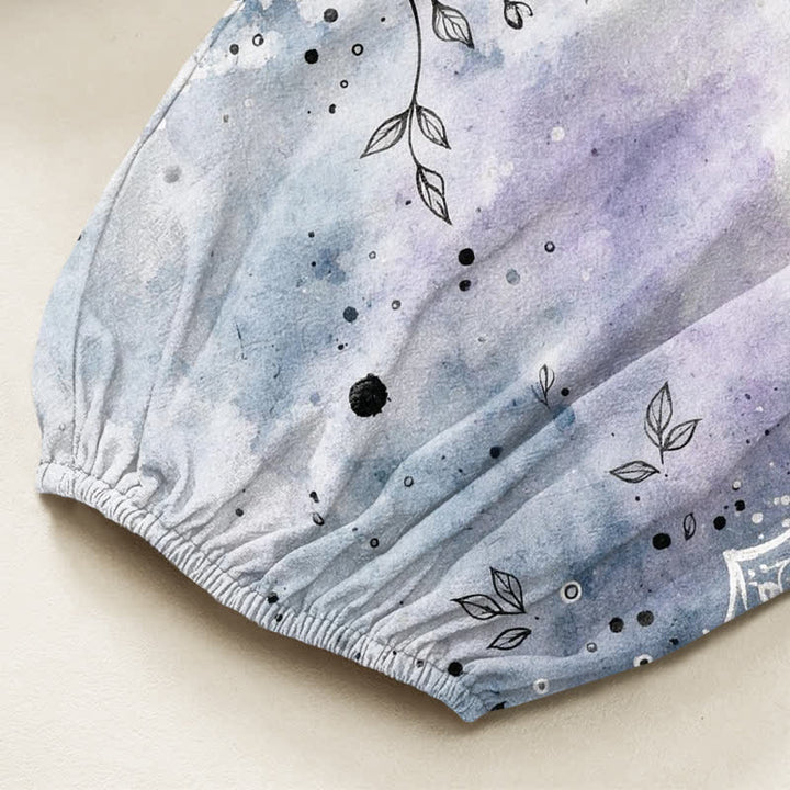 Buddha Stones Baumwoll-Haremshose für Damen mit Aquarell-Ombre-Mandala-Lotusmuster, elastischem Bund und Seitentaschen - image 6