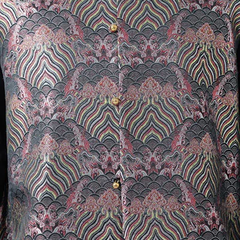 Buddha Stones Elegantes Tanktop im Herbst-Stil mit Stehkragen, Meereswellen- und Blumenmuster, Herrenweste - image 7