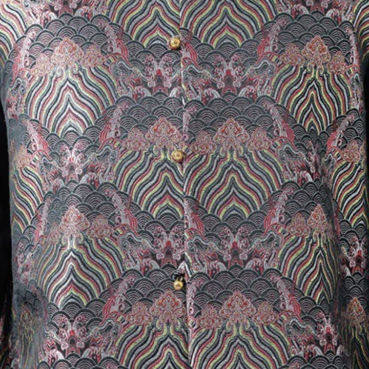 Buddha Stones Elegantes Tanktop im Herbst-Stil mit Stehkragen, Meereswellen- und Blumenmuster, Herrenweste - image 7