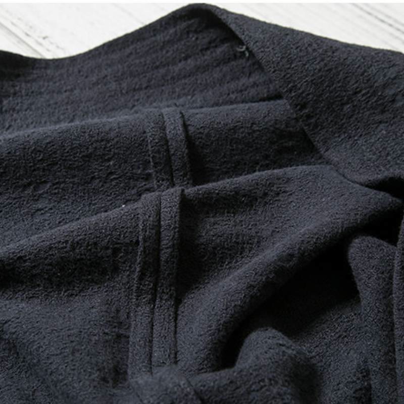 Buddha Stones Minimalistischer Kimono für Herren aus einfarbiger Baumwolle mit Kordelzug, V-Ausschnitt und Schnürung für Herbst und Winter – ideal für Herbst und Winter. - image 3