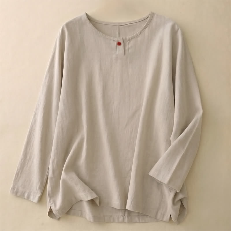 Buddha Stones Casual Plain Women's Crew Neck Design Loose Half Sleeve T-Shirt - Leinen - Langarm - US14, UK/AU18, EU46 (2XL) - image 28