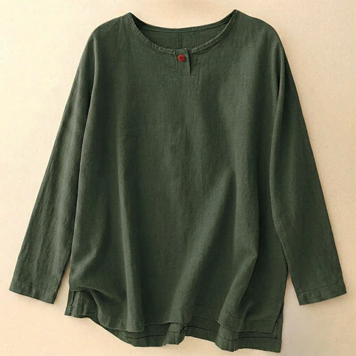 Buddha Stones Casual Plain Women's Crew Neck Design Loose Half Sleeve T-Shirt - Dunkelolivgrün - Langarm - US14, UK/AU18, EU46 (2XL) - image 37