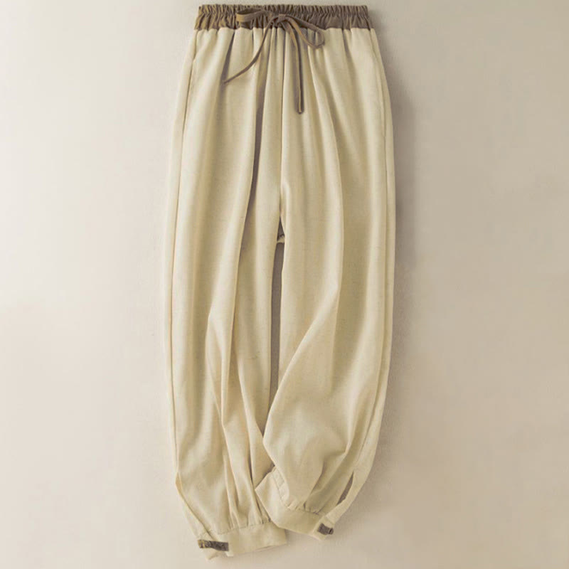 Buddha Stones – Schlichte Haremshose aus Baumwolle mit Kordelzug und Taschen für Damen - Beige - US16, UK/AU20, EU48 (3XL) - image 0