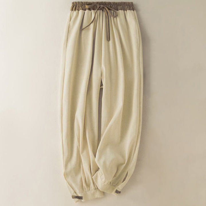Buddha Stones – Schlichte Haremshose aus Baumwolle mit Kordelzug und Taschen für Damen - Beige - US16, UK/AU20, EU48 (3XL) - image 0