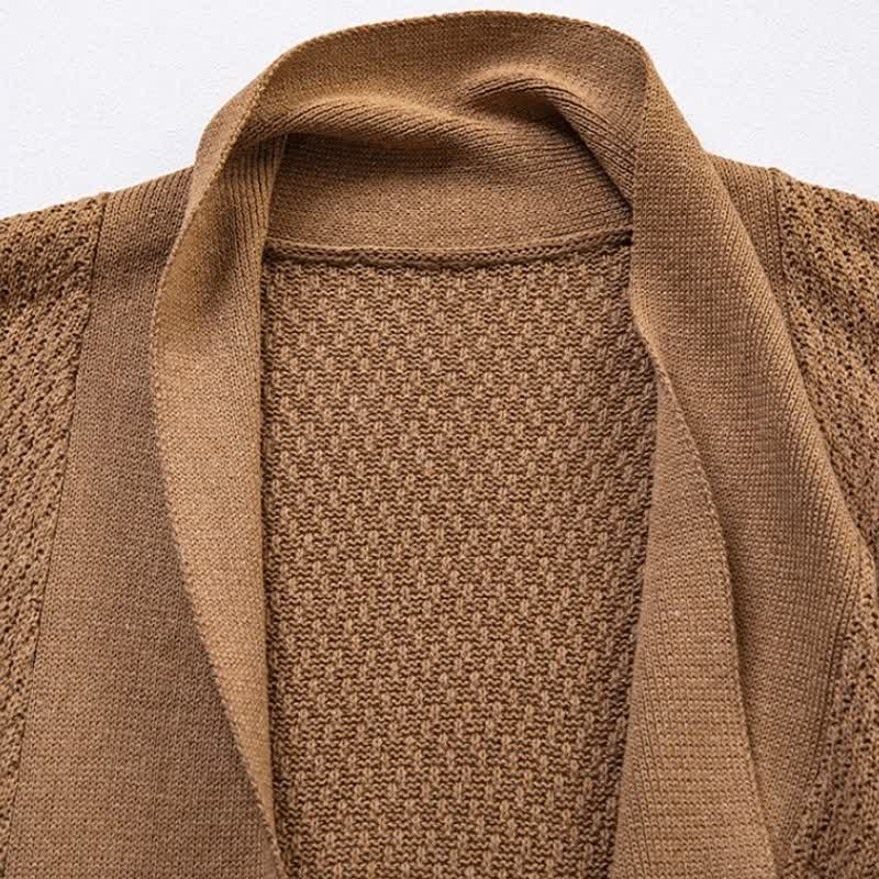 Buddha Stones Lässiges, minimalistisches Tanktop aus einfarbigem Strick mit Seitenschlitz für Herren – ideal für den Herbst - image 2