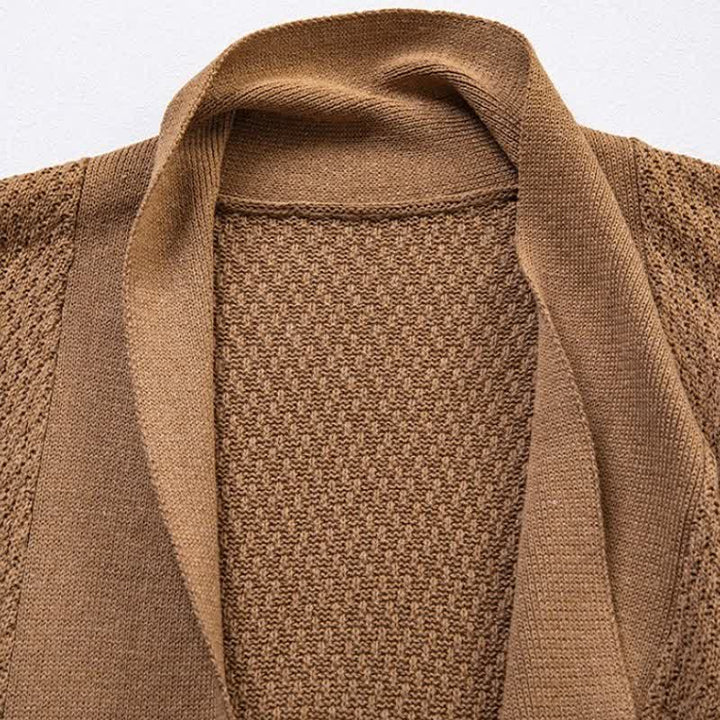 Buddha Stones Lässiges, minimalistisches Tanktop aus einfarbigem Strick mit Seitenschlitz für Herren – ideal für den Herbst - image 2
