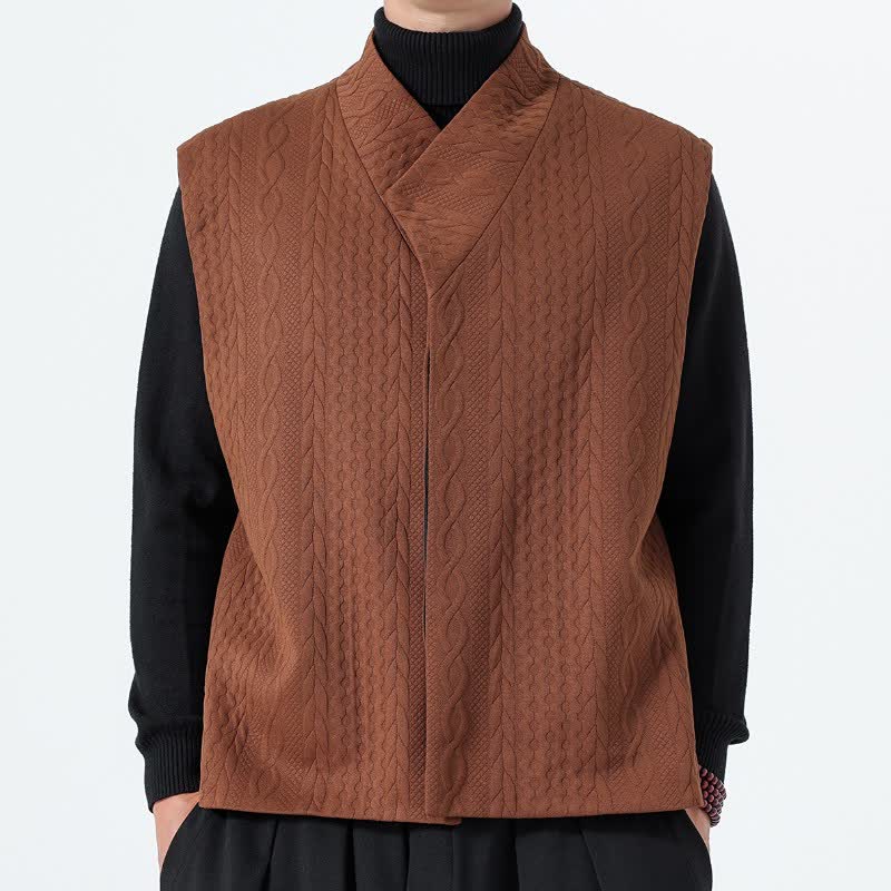Buddha Stones Lässiges, minimalistisches Tanktop aus einfarbigem Strick für Herren – ideal für Herbst und Winter - Sienna - US/UK/AU46, EU56 (5XL) - image 0