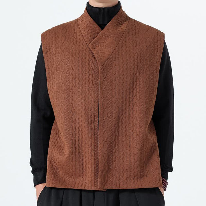 Buddha Stones Lässiges, minimalistisches Tanktop aus einfarbigem Strick für Herren – ideal für Herbst und Winter - Sienna - US/UK/AU46, EU56 (5XL) - image 0