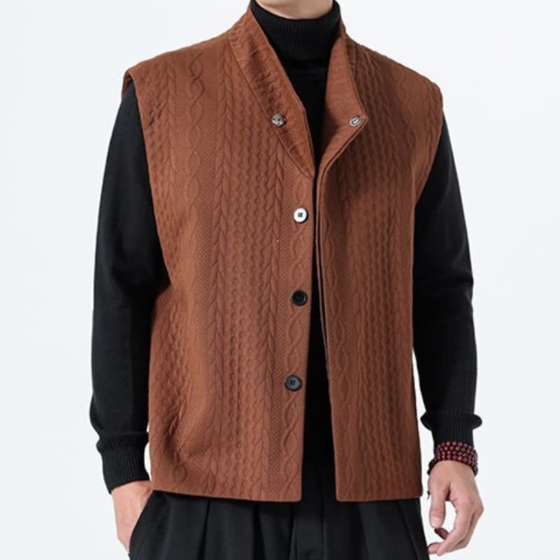 Buddha Stones Lässiges, minimalistisches Tanktop aus einfarbigem Strick für Herren – ideal für Herbst und Winter - image 4