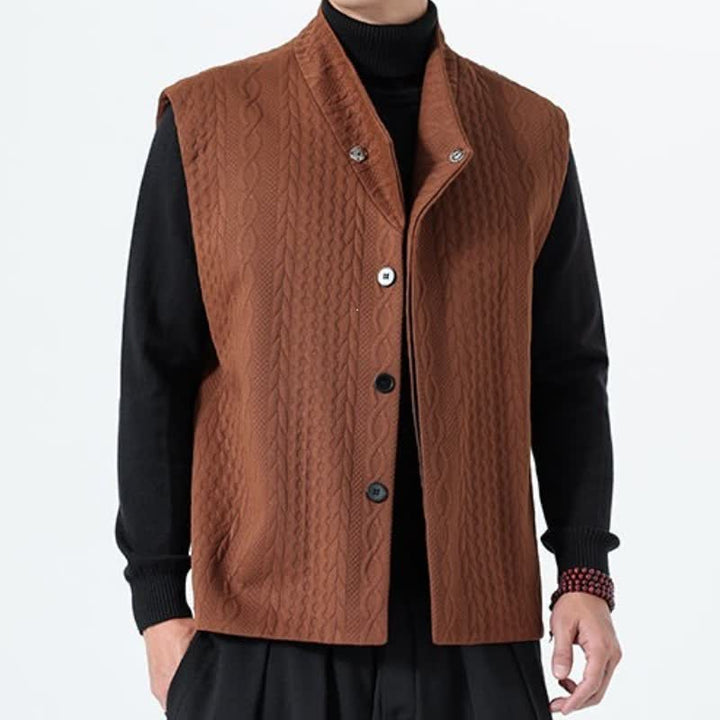 Buddha Stones Lässiges, minimalistisches Tanktop aus einfarbigem Strick für Herren – ideal für Herbst und Winter - image 4