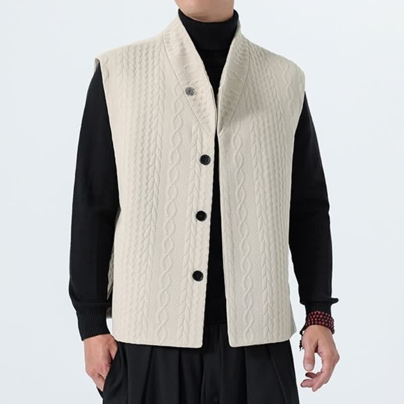 Buddha Stones Lässiges, minimalistisches Tanktop aus einfarbigem Strick für Herren – ideal für Herbst und Winter - image 9
