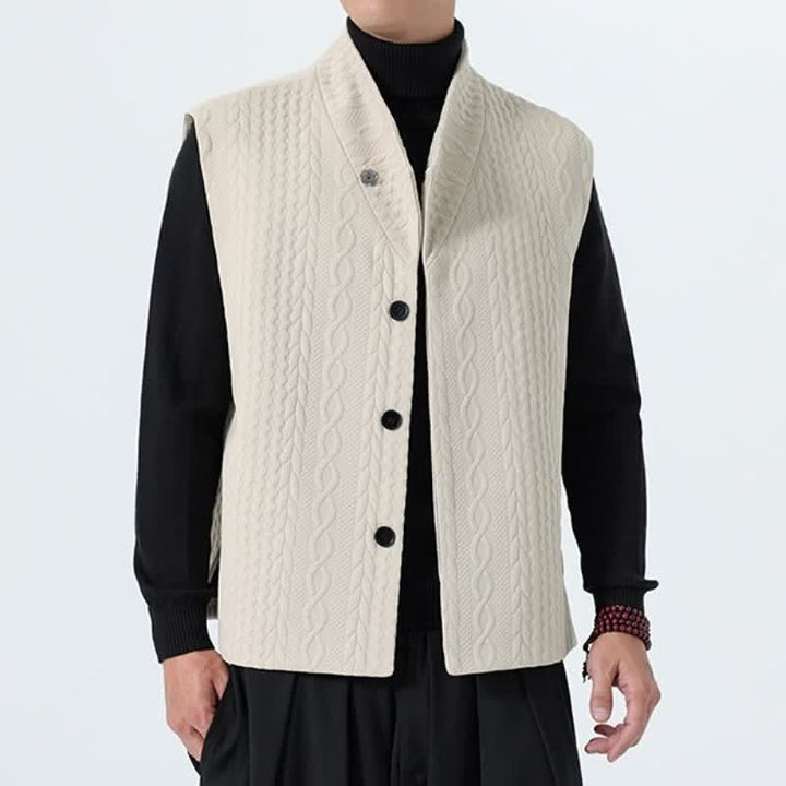 Buddha Stones Lässiges, minimalistisches Tanktop aus einfarbigem Strick für Herren – ideal für Herbst und Winter - image 9