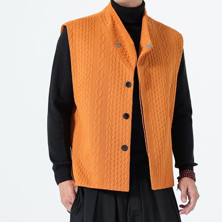 Buddha Stones Lässiges, minimalistisches Tanktop aus einfarbigem Strick für Herren – ideal für Herbst und Winter - image 16
