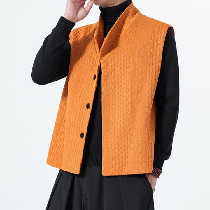 Buddha Stones Lässiges, minimalistisches Tanktop aus einfarbigem Strick für Herren – ideal für Herbst und Winter - image 15