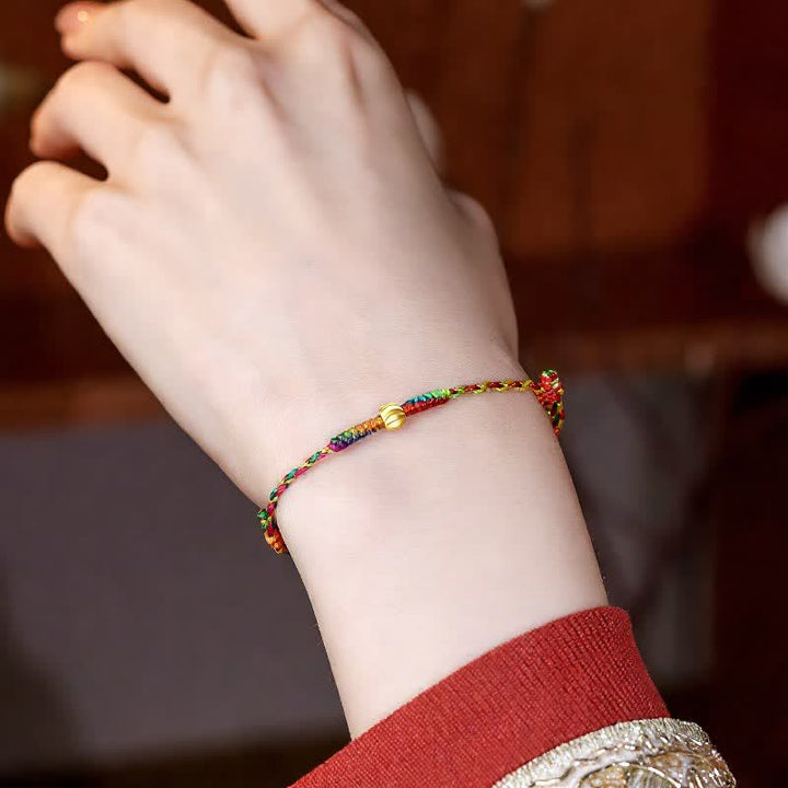 Buddha Stones Handgewebtes, farbenfrohes rotes Glückskordel-Armband - image 7