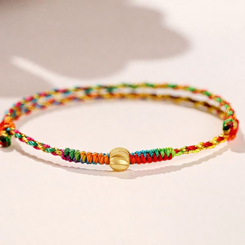 Buddha Stones Handgewebtes, farbenfrohes rotes Glückskordel-Armband - image 1
