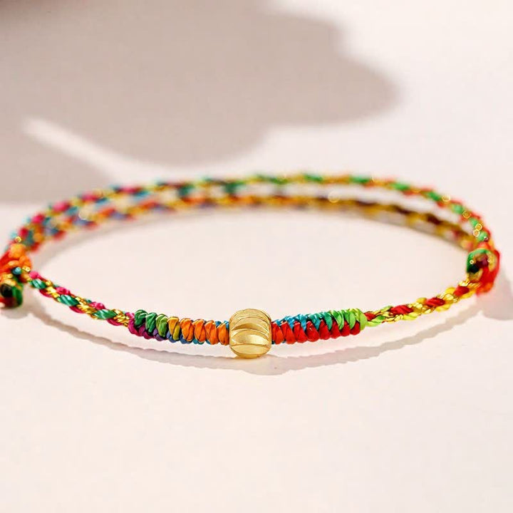 Buddha Stones Handgewebtes, farbenfrohes rotes Glückskordel-Armband - image 1