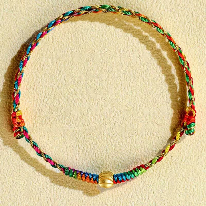 Buddha Stones Handgewebtes, farbenfrohes rotes Glückskordel-Armband - image 2