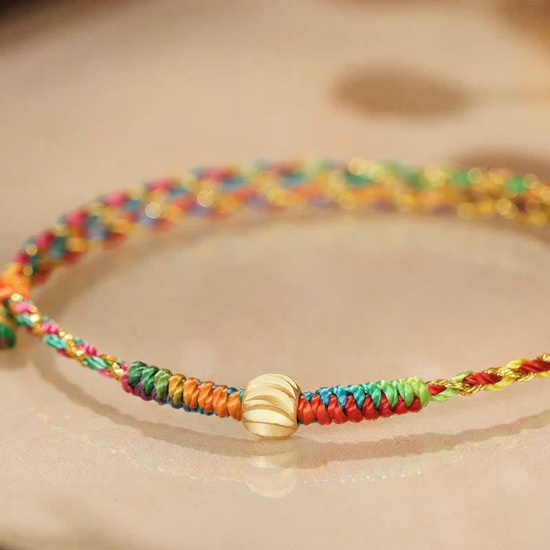 Buddha Stones Handgewebtes, farbenfrohes rotes Glückskordel-Armband - image 8