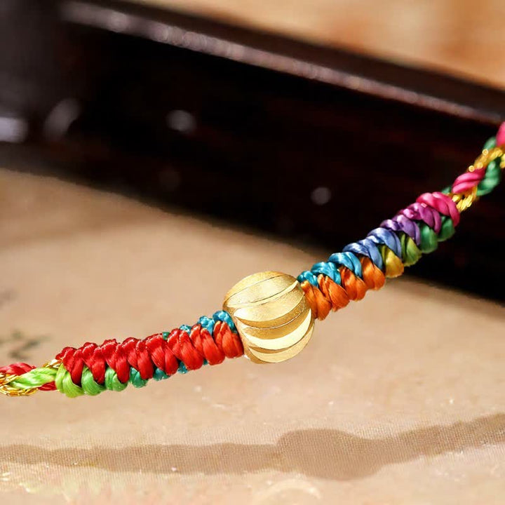 Buddha Stones Handgewebtes, farbenfrohes rotes Glückskordel-Armband - image 9