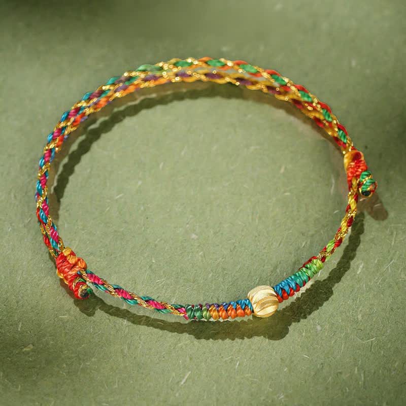 Buddha Stones Handgewebtes, farbenfrohes rotes Glückskordel-Armband - 4,3–5,5 Zoll (11–14 cm) - image 0