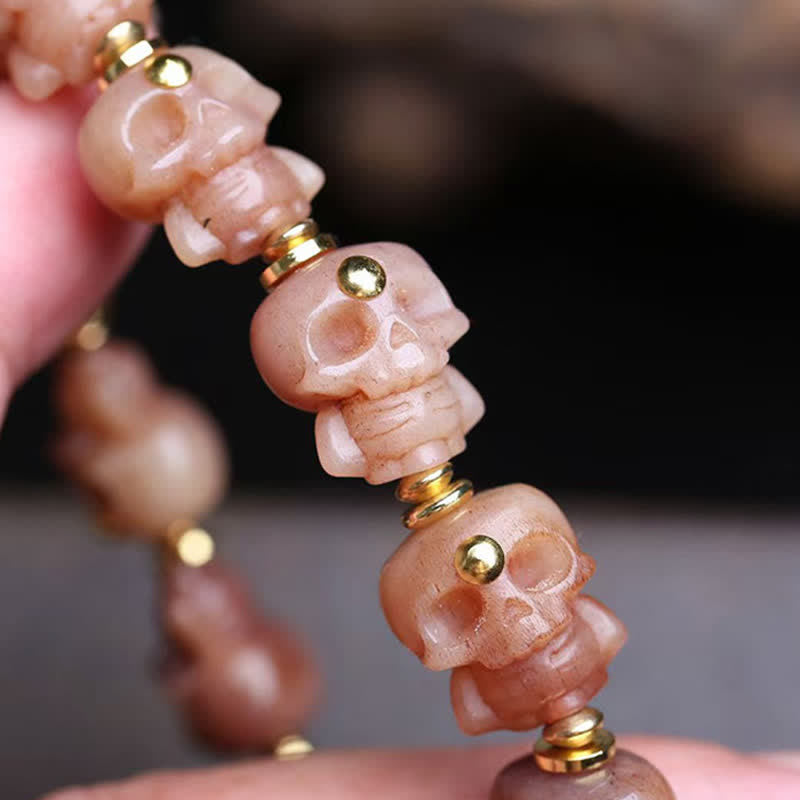 Buddha Stones Vintage-Armband mit handgeschnitztem Totenkopf aus tibetischen Knochenperlen - image 2