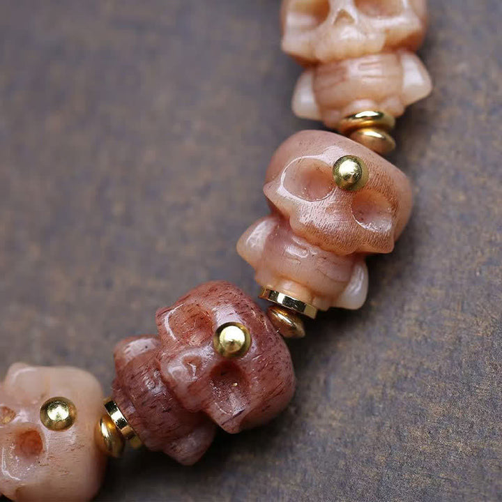 Buddha Stones Vintage-Armband mit handgeschnitztem Totenkopf aus tibetischen Knochenperlen - image 3