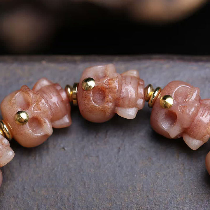 Buddha Stones Vintage-Armband mit handgeschnitztem Totenkopf aus tibetischen Knochenperlen - image 4