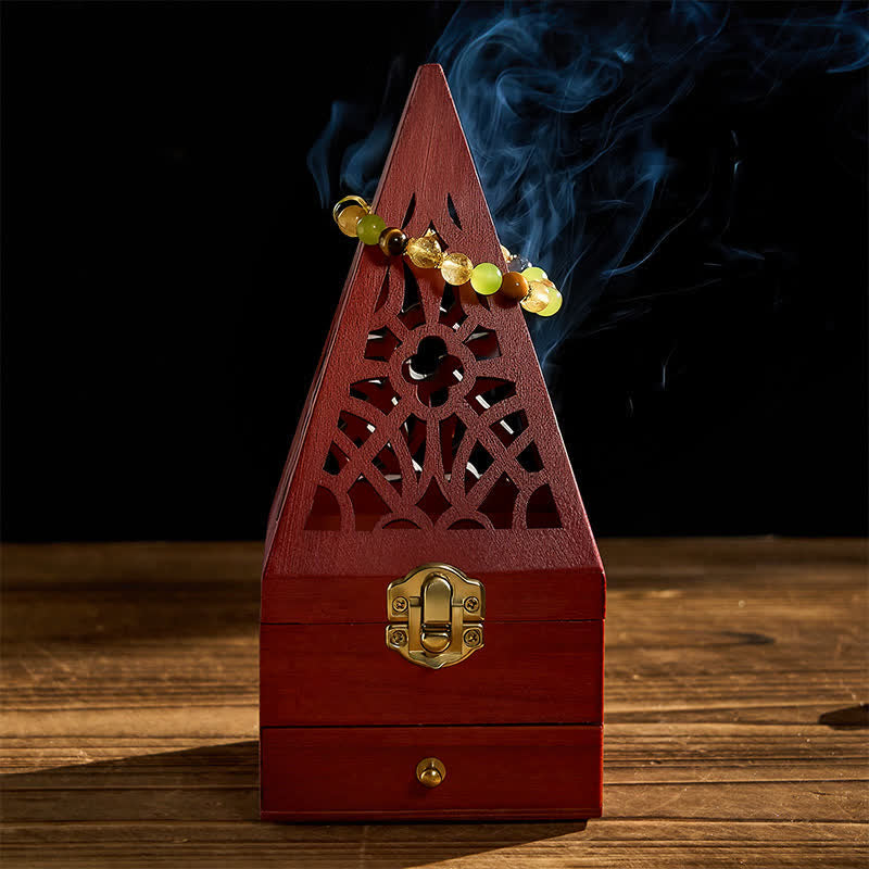 Buddha Stones, quadratische Ritualbox aus Naturholz, Räuchergefäß zur Reinigung - image 2