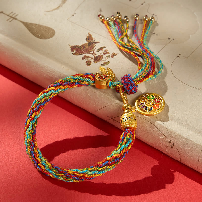 Buddha Stones Tibetisches mehrfarbiges Seil-Emaille-Om-Mani-Padme-Hum-Charm-Armband - Mehrfarbiges Armband (Handgelenkumfang: 17–18 cm) - image 0