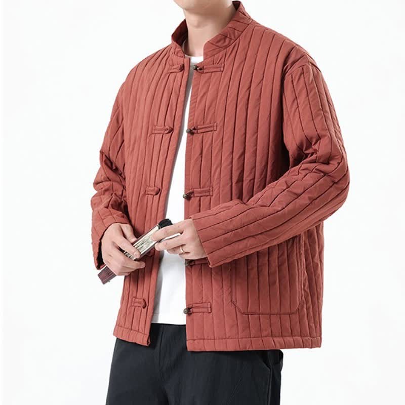 Buddha Stones Lässige Herrenjacke im Tang-Stil mit Froschknopfleiste und Tasche für Herbst und Winter - image 19