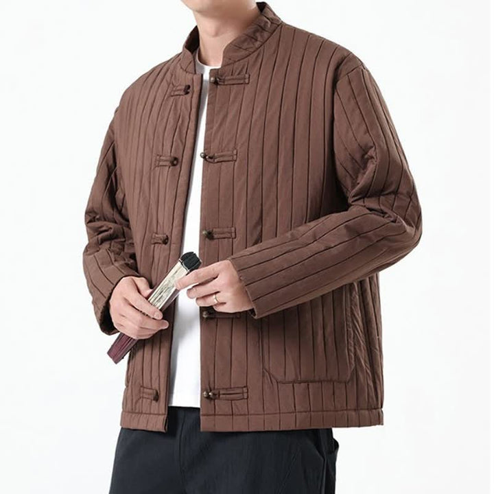 Buddha Stones Lässige Herrenjacke im Tang-Stil mit Froschknopfleiste und Tasche für Herbst und Winter - image 3