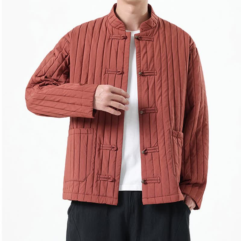 Buddha Stones Lässige Herrenjacke im Tang-Stil mit Froschknopfleiste und Tasche für Herbst und Winter - image 18