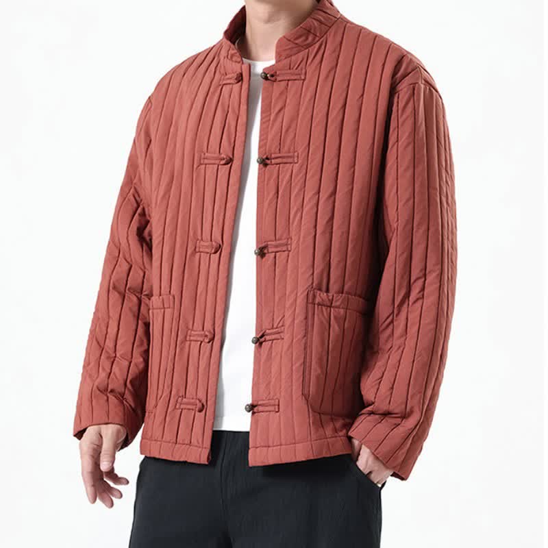 Buddha Stones Lässige Herrenjacke im Tang-Stil mit Froschknopfleiste und Tasche für Herbst und Winter - image 17