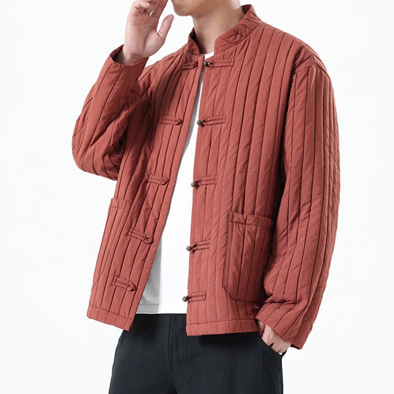 Buddha Stones Lässige Herrenjacke im Tang-Stil mit Froschknopfleiste und Tasche für Herbst und Winter - image 20