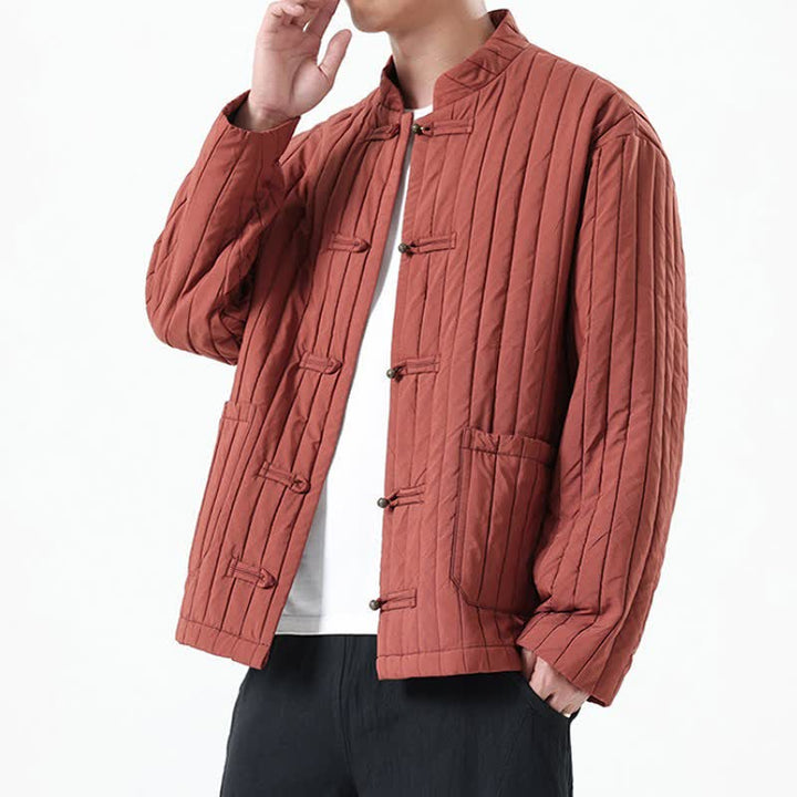 Buddha Stones Lässige Herrenjacke im Tang-Stil mit Froschknopfleiste und Tasche für Herbst und Winter - image 20