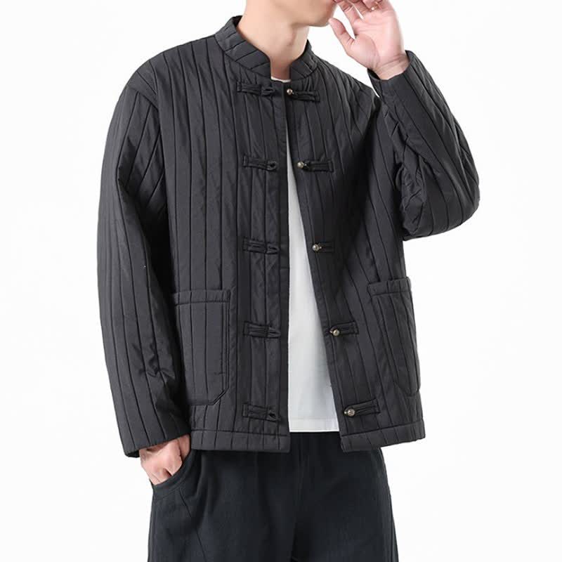 Buddha Stones Lässige Herrenjacke im Tang-Stil mit Froschknopfleiste und Tasche für Herbst und Winter - image 10