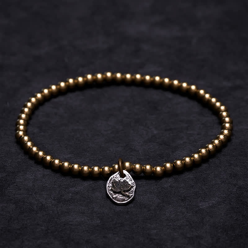 Buddha Stones Heilendes Armband mit Lotus-Anhängern aus Kupferperlen - image 1