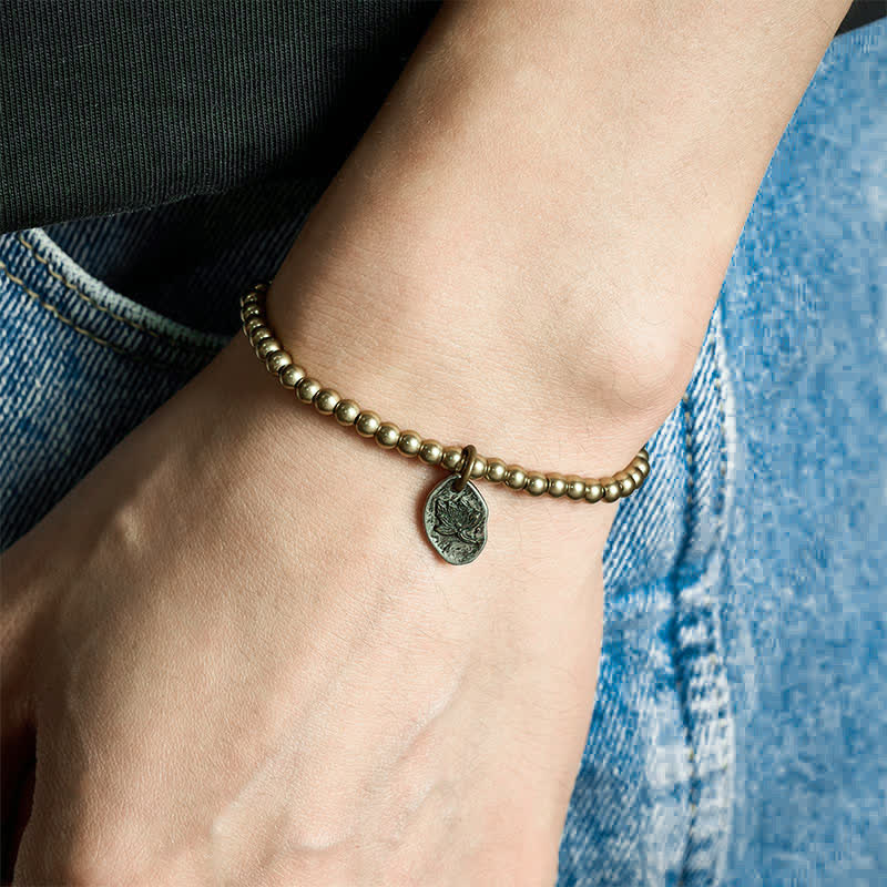 Buddha Stones Heilendes Armband mit Lotus-Anhängern aus Kupferperlen - image 3