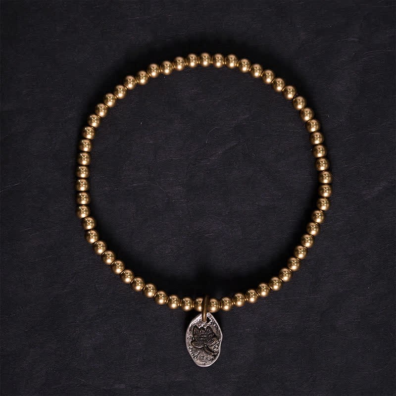 Buddha Stones Heilendes Armband mit Lotus-Anhängern aus Kupferperlen - image 2