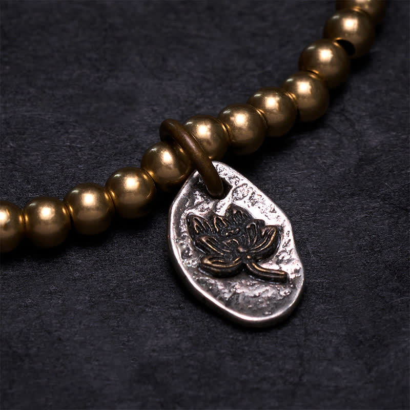 Buddha Stones Heilendes Armband mit Lotus-Anhängern aus Kupferperlen - image 4