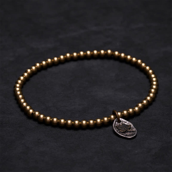 Buddha Stones Heilendes Armband mit Lotus-Anhängern aus Kupferperlen - 7,1–7,5 Zoll (18–19 cm) - image 0