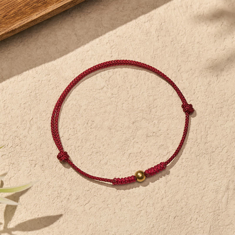 Buddha Stones Armband mit Verbindungen aus rotem Faden und Kupferperlen - image 2