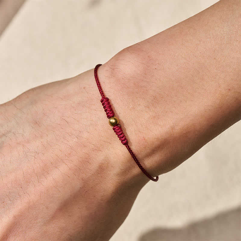 Buddha Stones Armband mit Verbindungen aus rotem Faden und Kupferperlen - image 4