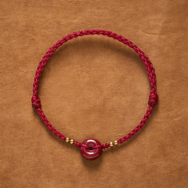 Buddha Stones Rotes Armband mit Friedensschnalle aus Kupfer zum Schutz - Roter Faden (Schutz ♥ Glück) - image 0