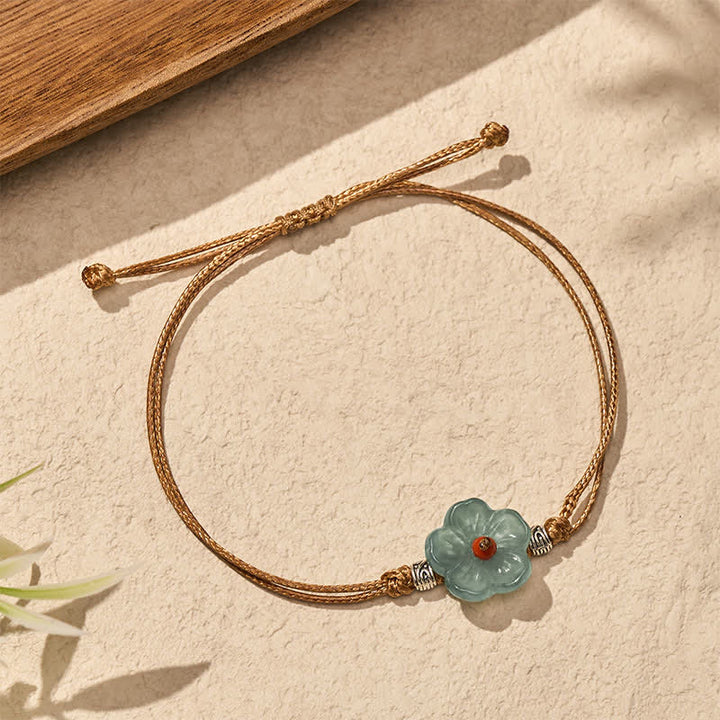 Buddha Stones Handgewebtes Armband aus natürlichem Jade mit floralem Harmonie-Motiv - image 3